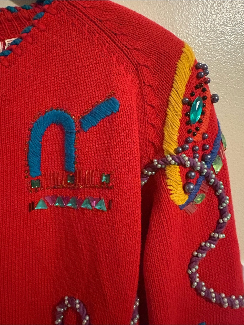 Vintage Western Beaded Cardigan Sweater X-Large Festival Stampede Cowgirl Music - Picture 7 of 12